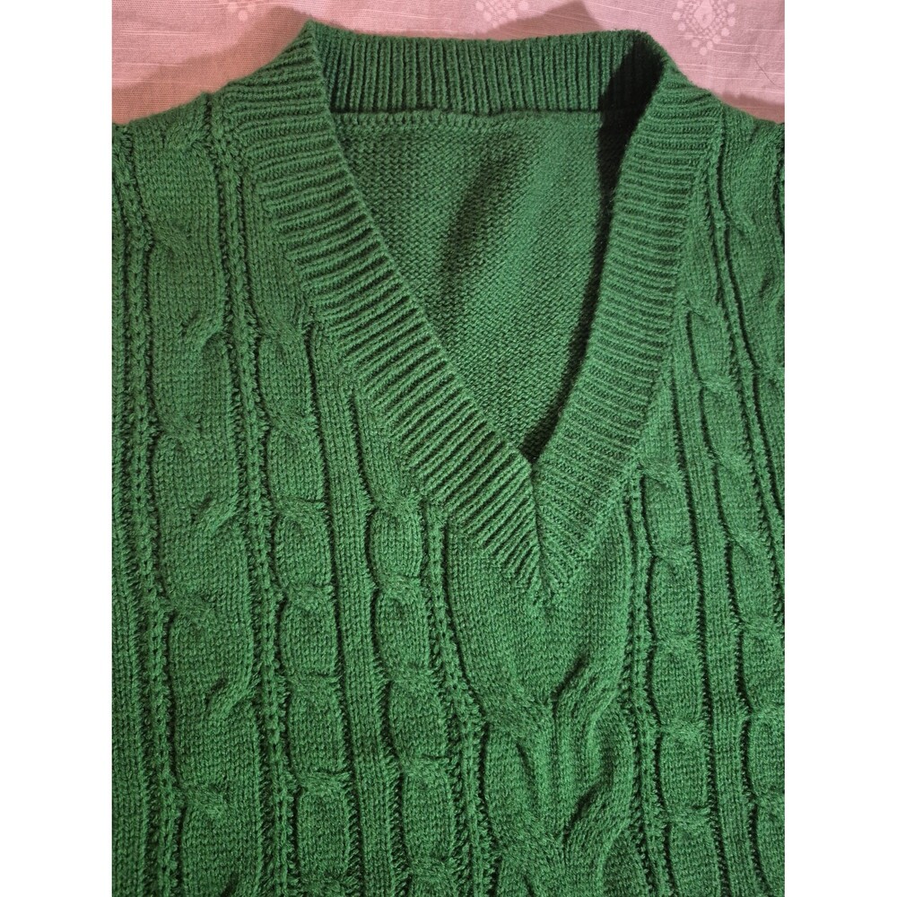 Shein College Style Sweater Vest Green Size Large - Picture 3 of 7